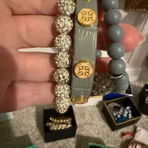 Rustic Cuff Elegant Gray and Gold Bracelet Set